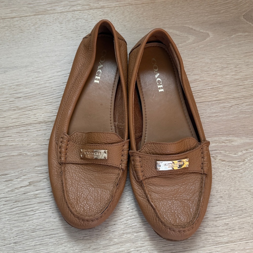 Coach Tan Leather Slip-On Shoes